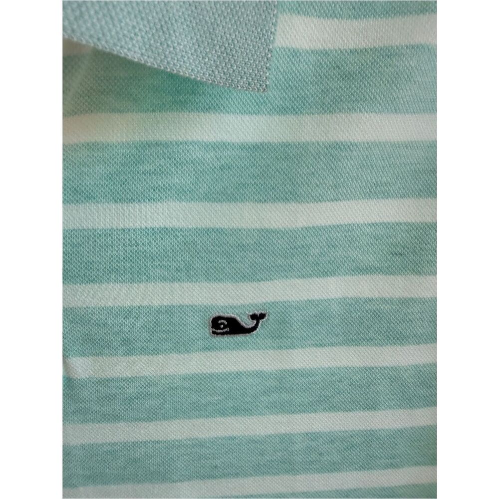 Vineyard Vines Striped Polo Shirt - Light Teal and White